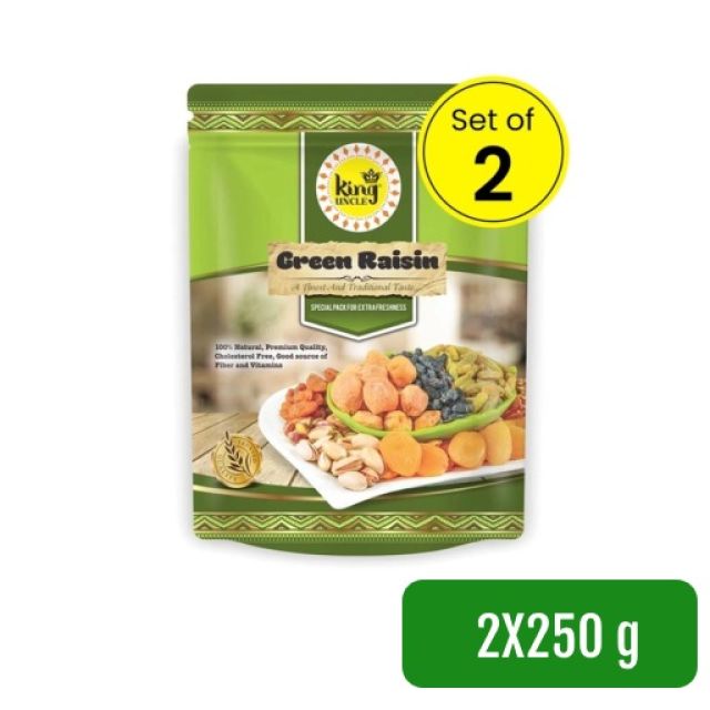 King Uncle Green Kishmish/ Raisins 250 g (Set of 2)