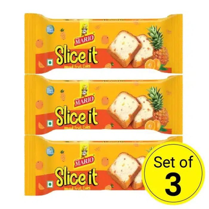 Mario Slice It Mixed Fruit Slice Cake 30 g (Set of 3)